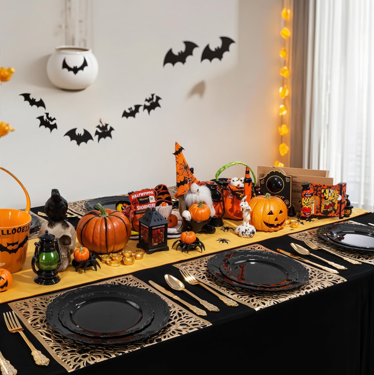 DaYammi 60PCS Black Plastic Plates, Heavy Duty Black Disposable Plates Premium 7.5 inch Dessert Cake Salad Appetizer Plates Hard Plastic Plates Disposable for Halloween Party