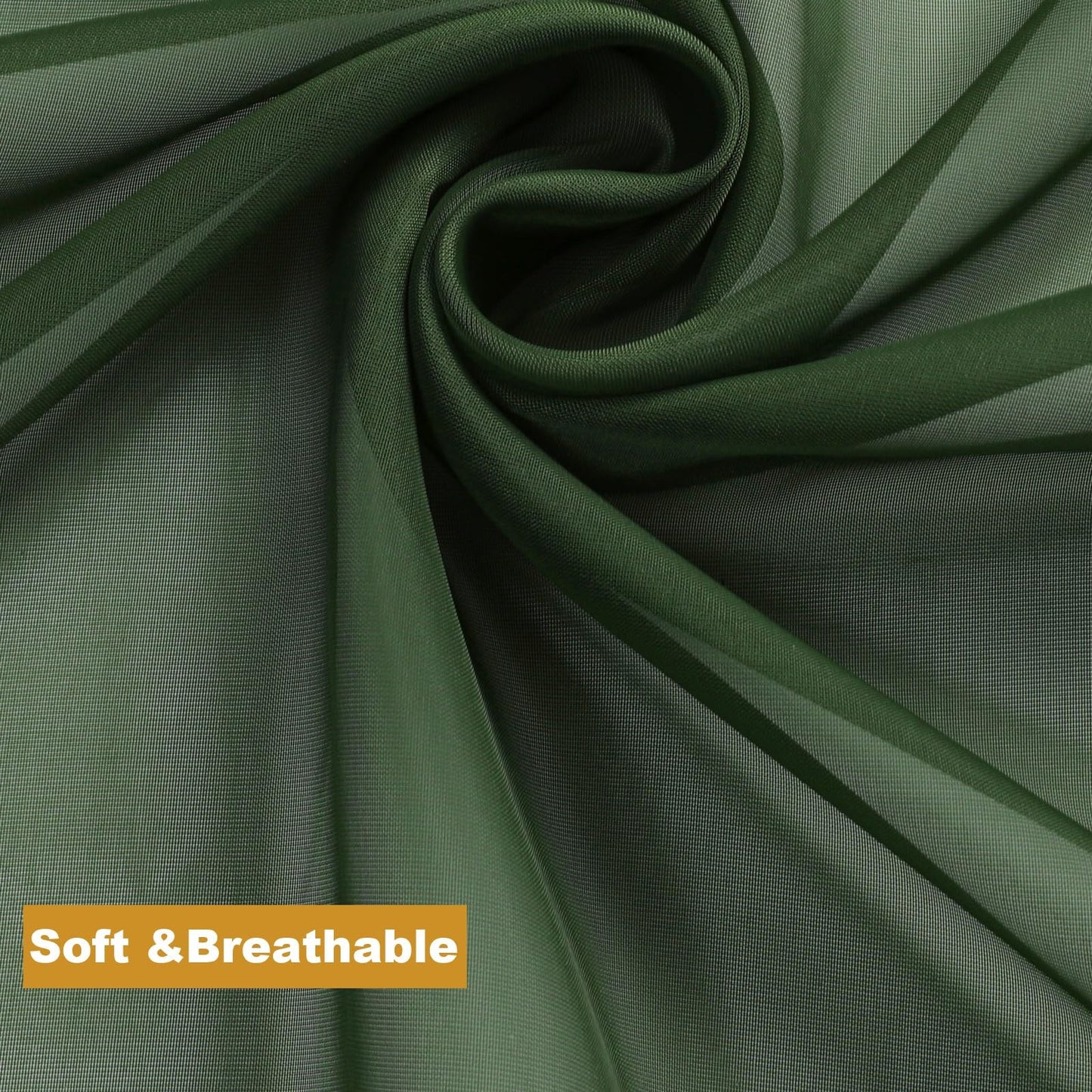 Airwill Short Sage Green Cafe Curtains - 36 Inch Tier Rod Pocket Sheers for Bathroom & Small Windows, 2 Panels