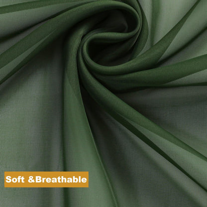 Airwill Short Sage Green Cafe Curtains - 36 Inch Tier Rod Pocket Sheers for Bathroom & Small Windows, 2 Panels