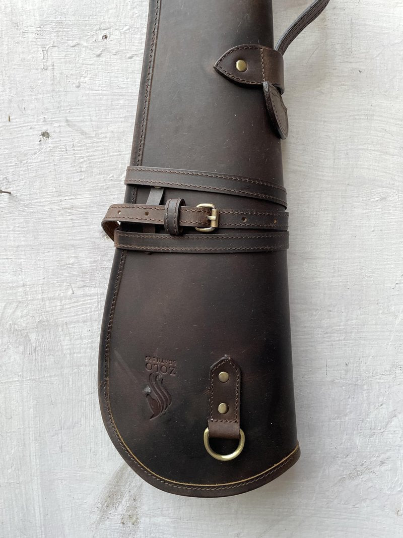 ZOLO LEATHERS Western Hardwax Leather Shooting Gun Cover Shotgun Case Leather Rifle Scabbard with Adjustable Shoulder Strap (Vintage Brown)