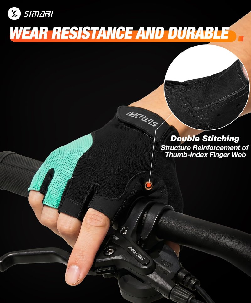 SIMARI Gel Pad Cycling Gloves with Cushion/Grip/Breathable, Workout Bike Gloves for Men Women Biking, Mountain Biking, Fitness, Gym Exercise, Weight Lifting Training, Yoga, Pilates (Cyan, M)
