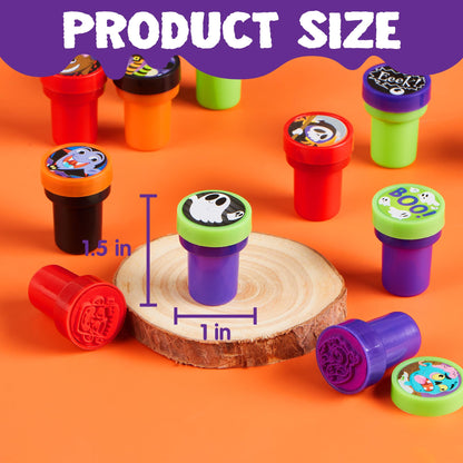 JOYIN 100 Pcs Halloween Stampers for Kids Gift, 25 Designs Assorted Plastic Stamps Bulk for Halloween Party Favors Goodie Bag Fillers, Teacher Student Stamps for Classroom Game Prizes