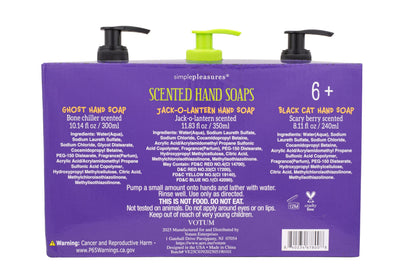 Simple Pleasures Halloween 3 Pack Scented Liquid Hand Soap Dispenser - Autumn & Halloween Novelty Décor – Decorative Refillable Hand Pump for Kitchen Countertop and Bathroom Sink