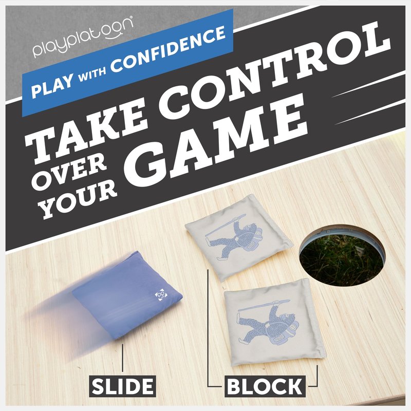 Play Platoon Professional Cornhole Bags Set of 8 - Regulation All Weather Double Sided Pro Corn Hole Bags - Sticky Side/Slick Side for Pro Cornhole Game - Stone Blue/Light Jade Bigfoot