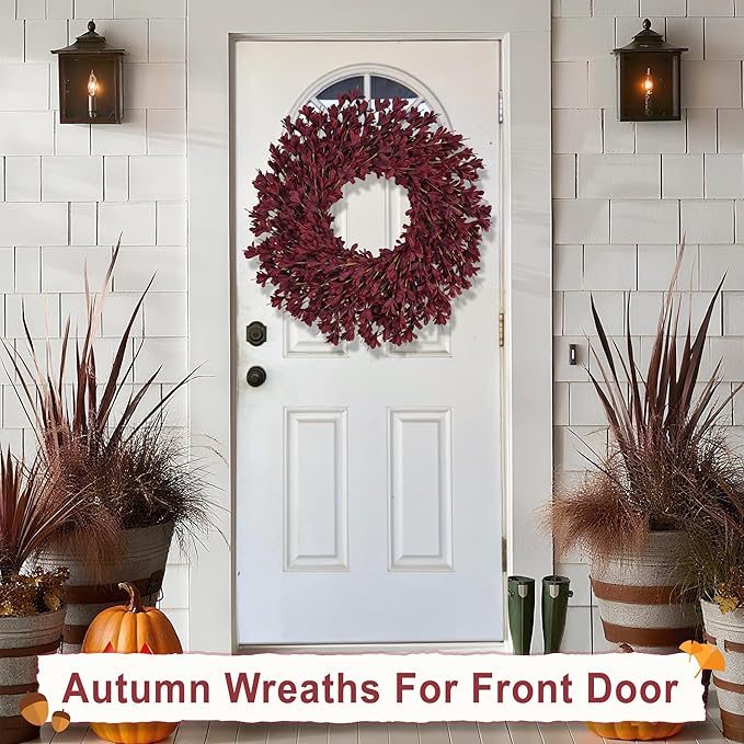 26 Inch Fall Wreaths for Front Door Outside，Realistic Autumn Wreath Outdoor，Large Halloween Thanksgiving Artificial Flowers Wreath，Fall Decorations for Home Harvest Porch Yard Mantle Fireplace Decor