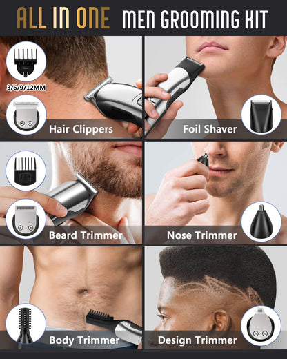 Ufree Beard Trimmer Men, Waterproof Electric Razor for Nose, Body, Face and Mustache, Cordless Hair Clippers Shavers for Men Grooming Kit, Gifts for Husband Father