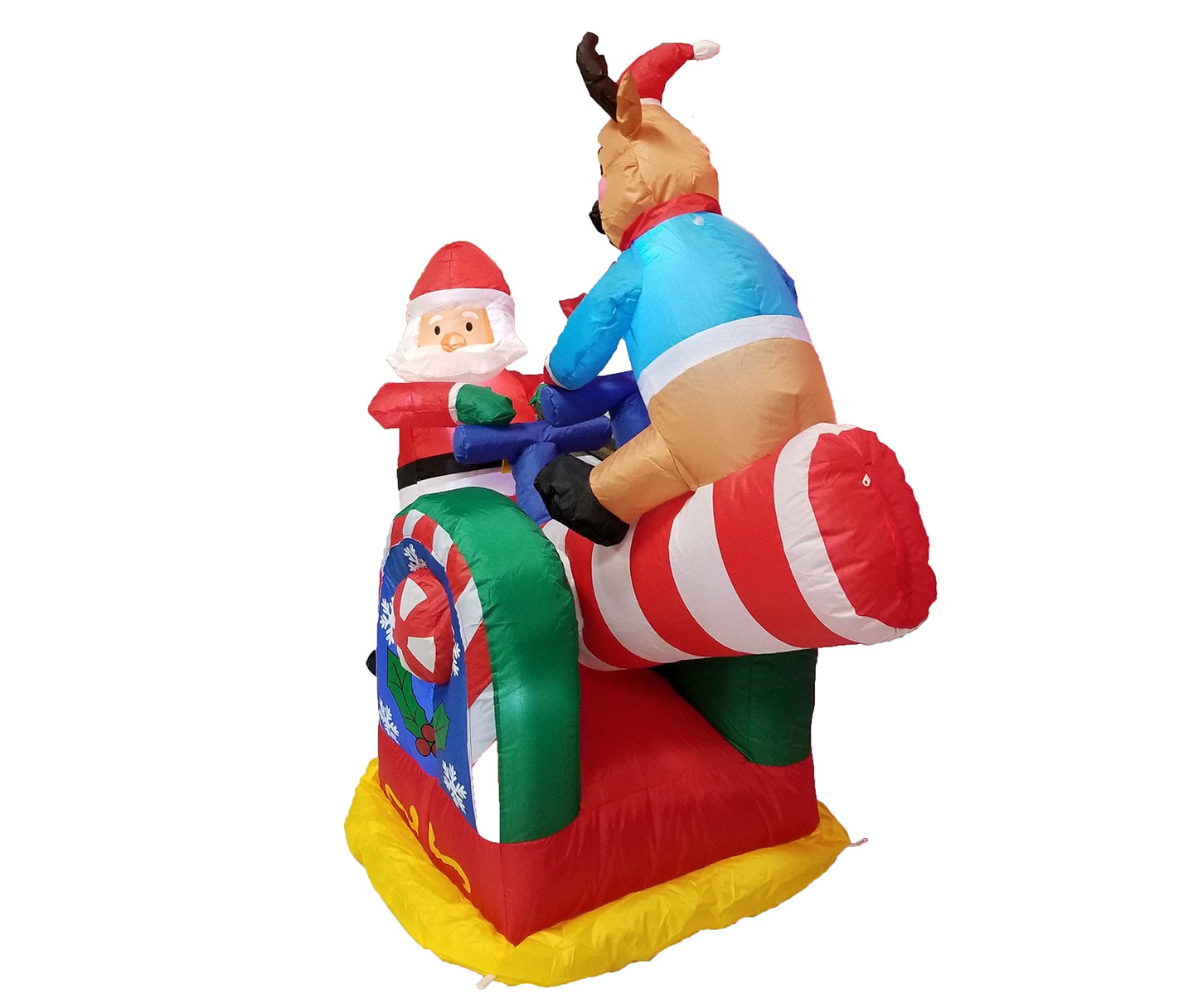4 Foot Animated Christmas Inflatable Santa Claus and Reindeer on Teeter Totter Outdoor Yard Decoration