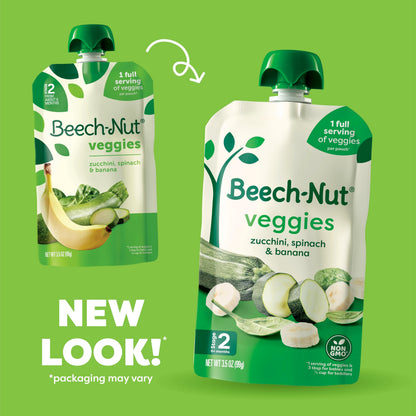 Beech-Nut Baby Food Pouches Variety Pack, Veggie Purees, 3.5 oz (18 Pack)