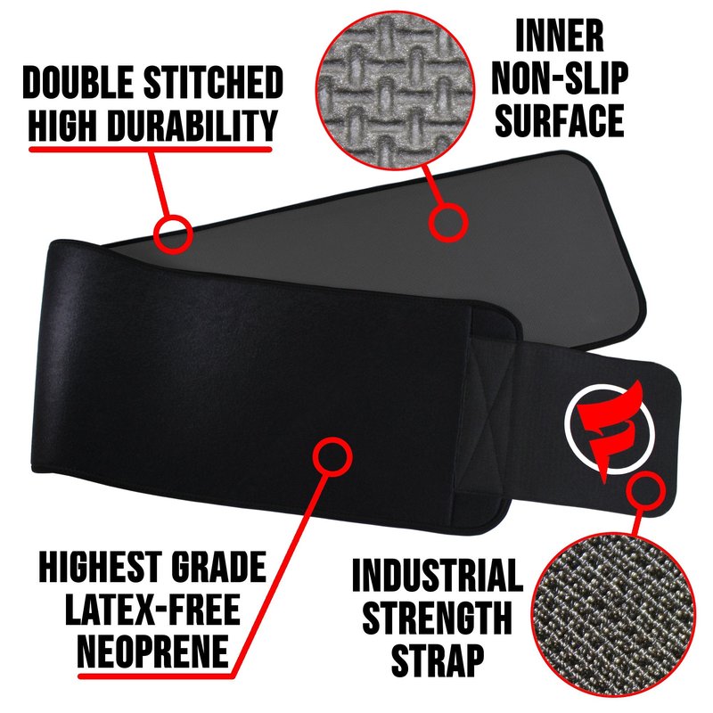 Fitru Waist Trimmer Sauna Ab Belt for Women & Men - Waist Trainer Stomach Wrap Black