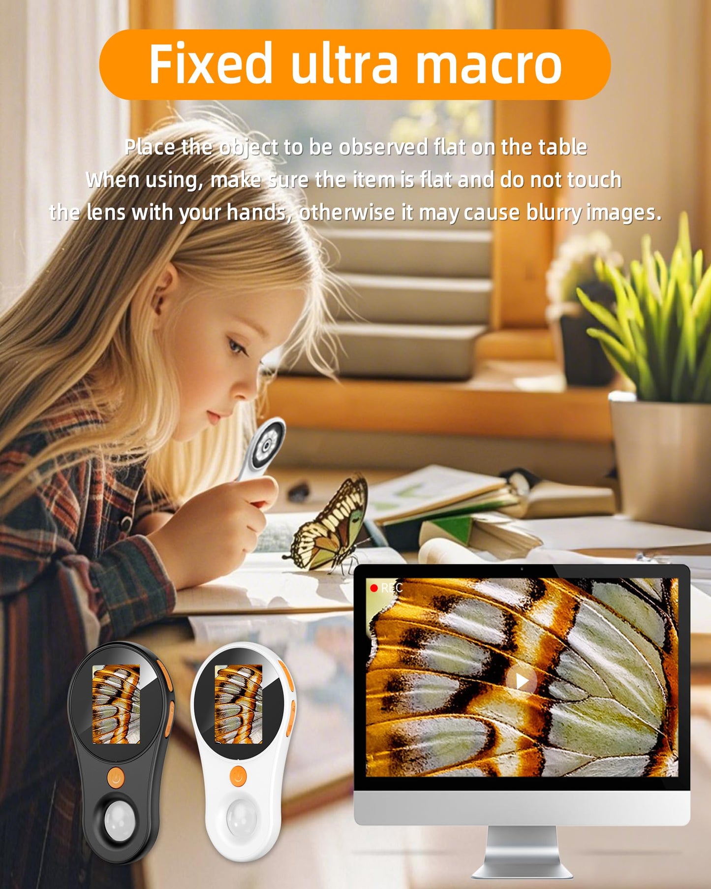 Digital Microscope Handheld 2.0 inch IPS Color Screen,Portable Digital Magnifying Glass 500x,Marco Microscope for Kids,Built-in 8LED Lights,USB Compatible with PC Windows, Mac OS