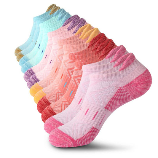 YOJOOM Ankle Socks for Women 6 Pairs Athletic Cushioned Running Low Cut Socks Womens (US, Numeric, 5, 8, Regular, Regular, multicolour)