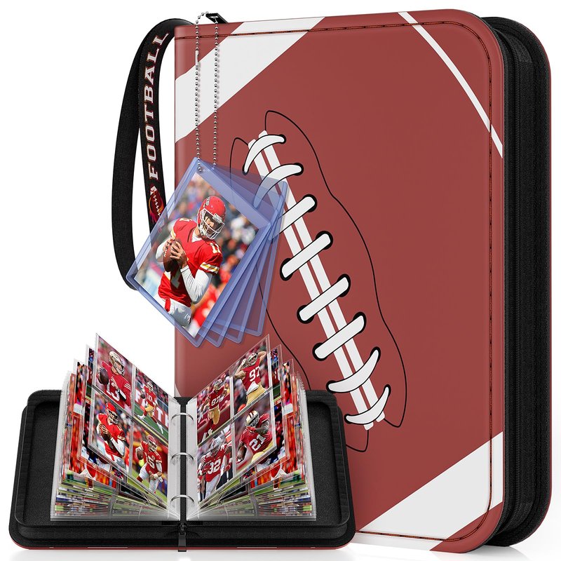 Mlikero 440 Pockets Football Card Binder, Sports Card Binder with Card Display Design, Premium Card Ablums with Sports Pattern Wristband Fit for Football Cards 2026