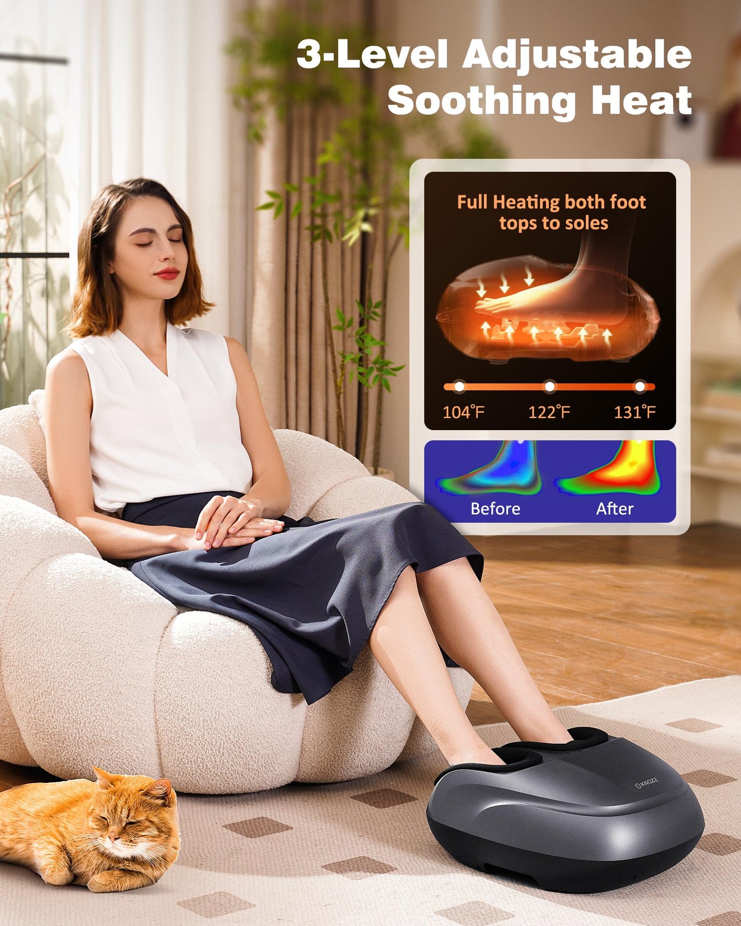 Foot Massager Machine with Heat, Shiatsu Deep Kneading Foot Massager with Remote, Compression, Multi-Massage Modes, Auto-Off Timers, Gifts for Women Men