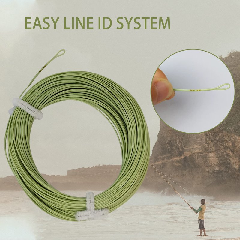 Fly Fishing Floating Line with Welded Loop Weight Forward Fly Lines 100FT (WF6F, Moss Green)