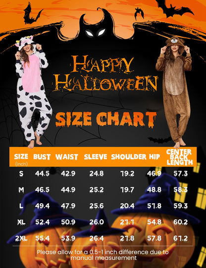 Ekouaer Adult Onesie Animal Halloween Costumes One Piece Pajamas Cosplay Suit Party Wear for Women and Men