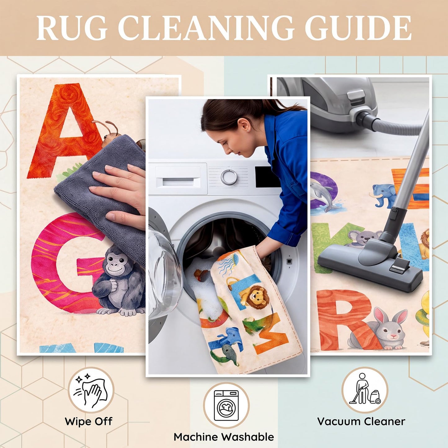 Amylove 5 x 7 ft Large Alphabet Animals Classroom Rug, ABC Learning Rugs with A–z Animal Chart, Educational Alphabet Carpet for Preschool Kindergarten, Rainbow Early Literacy Teaching Play Rug