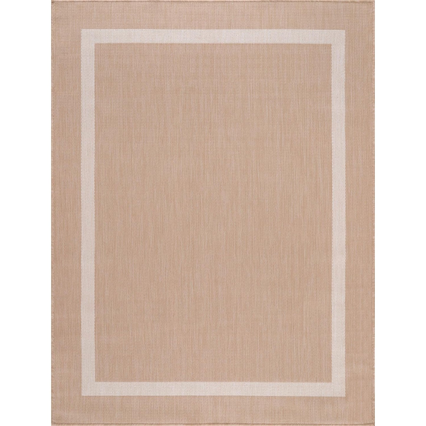Luul Home Bordered Outdoor Rug 8x10 Washable Outside Carpet for Indoor Patio Porch Waterproof Easy Cleaning Non Shedding Area Rugs Beige 8 x 10