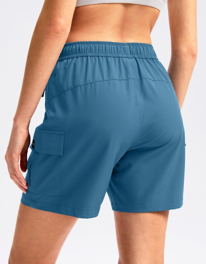 SANTINY Women's 5''/ 7''/9'' Hiking Cargo Shorts Quick Dry Lightweight Summer Shorts for Women Athletic Golf Zipper Pockets(Blue_S)