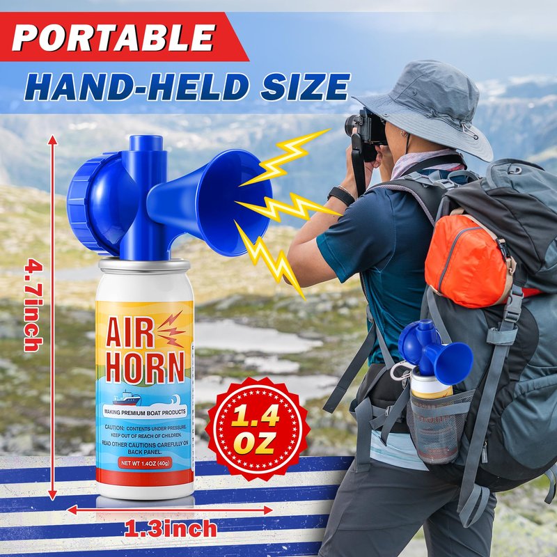 ElectricWise 4 Pack 1.4oz Mini Air Horn, 122DB Very Loud Air Horns Can, Marine Boat Horns for Safety, Meet Coast Guard, Fog Blow Horn Boat Accessories, Ideal for Boating, Camping, Hiking
