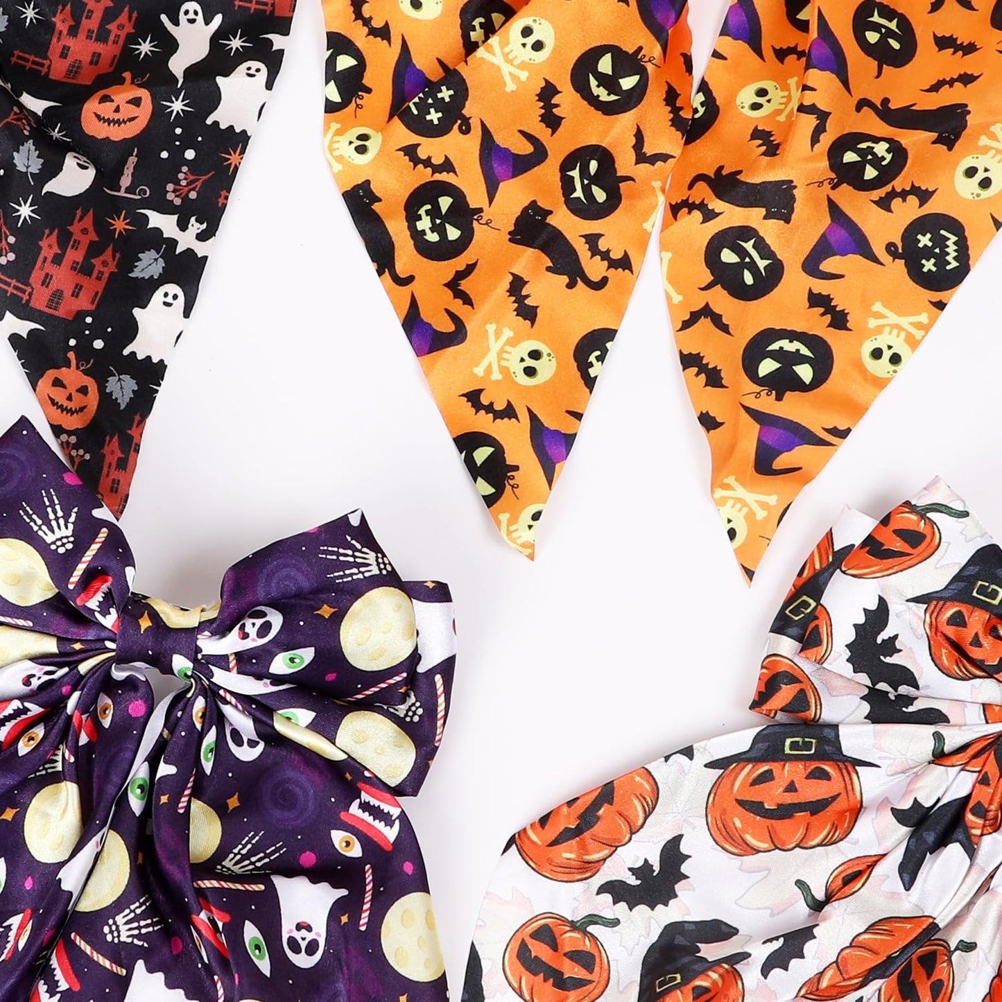 Halloween Silky Satin Hair Bows for Women,Big Ribbon Bow Hair Clips for Girls, Oversized Long Tail Hair Barrettes Cute Hair Accessories (Halloween purple)