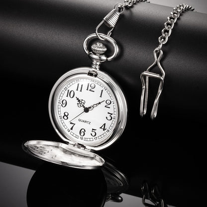 Dad Gift from Daughter to Father Engraved Pocket Watch - No Matter How Much Time Passes, I Will Always Be Your Little Girl (Silver)