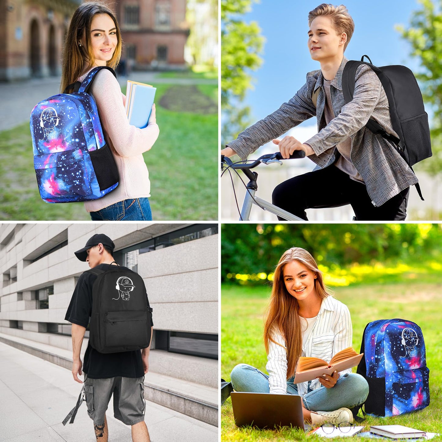 SAMIT Luminous School Bag Anime Backpack Boys Rucksack Cool Bookbag Laptop Backpack Lightweight Casual Daypacks with USB Charging Port and Pencil Case for Unisex Kids