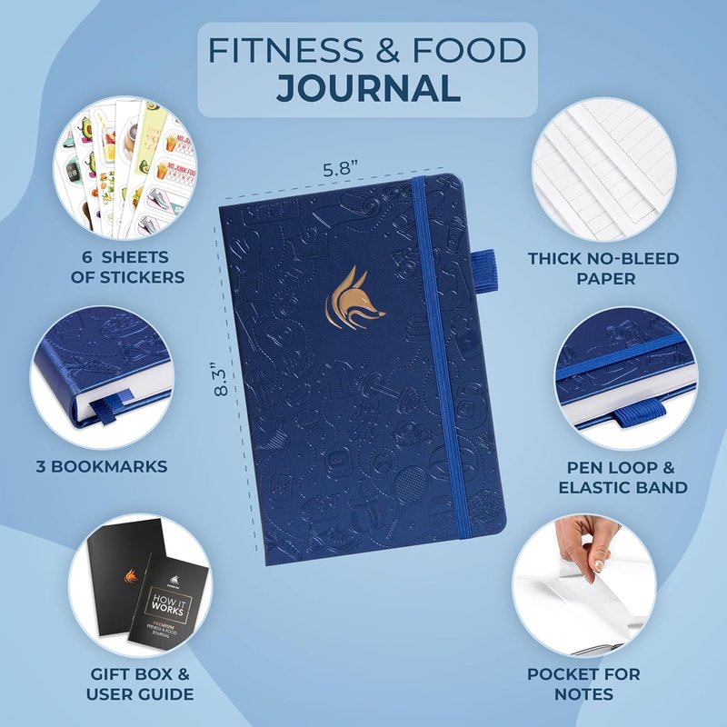 Clever Fox Fitness Journal - Guided Daily Workout & Meal Tracker for Weight Loss | Mystic Blue