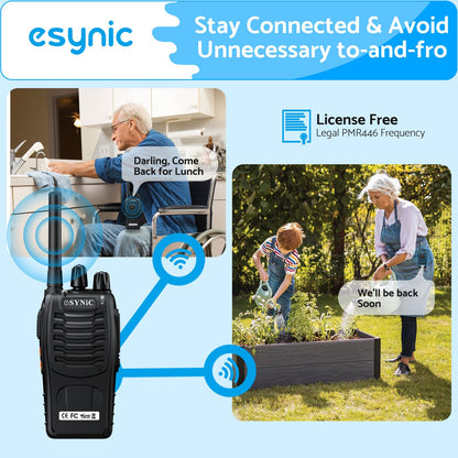 eSynic 6Pack Professional Walkie Talkies for Adults Rechargeable Walkie Talkies Best 16CH Walkie Talkies Long Rang VOX Radio Walkie Talkies With Earpieces Wonderful Gifts For Adults Kids etc