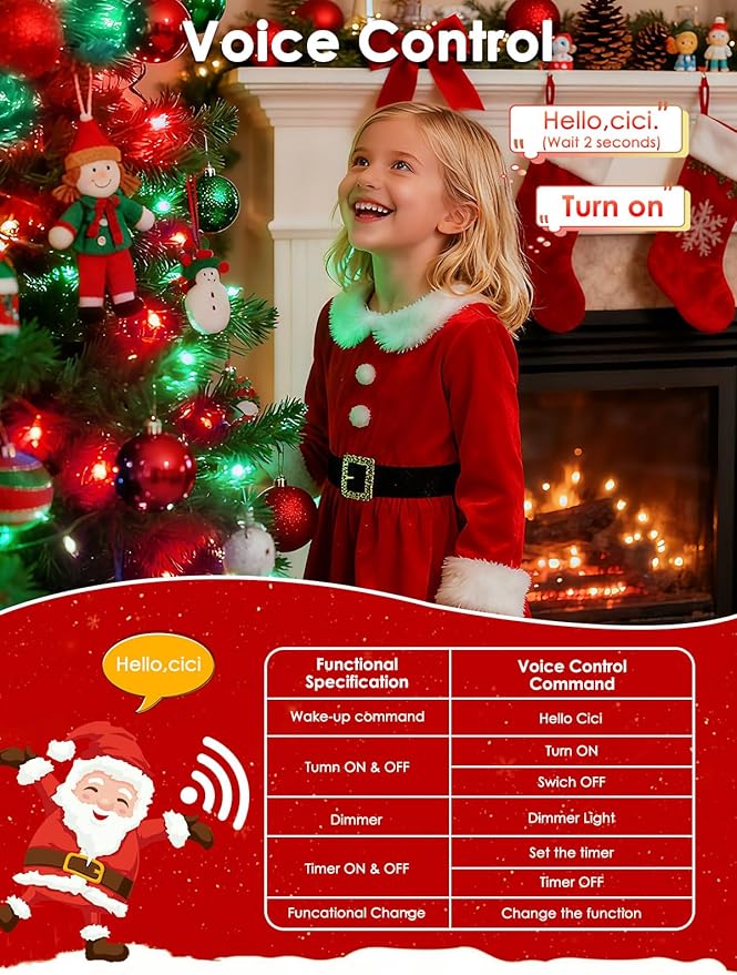 Voice Control Connectable 2PK 164FT 400LED Christmas String Lights Indoor Outdoor with Remote | Smart Twinkle Fairy String Lights 12 Modes & Timer for Xmas Tree Decor (Red & Green)