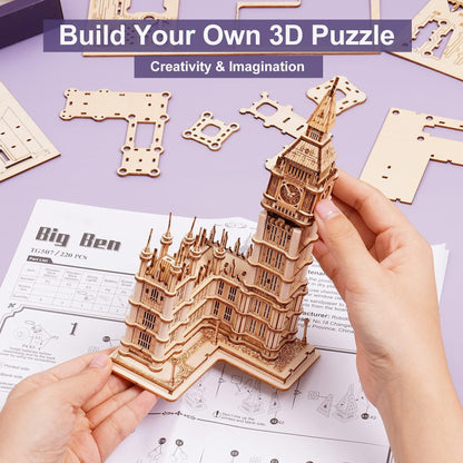 ROWOOD 3D Wooden Puzzle Big Ben Model Kit for Adults to build, DIY Wooden Model Building Construction Craft Kits, Ideal as Christmas And Birthday Gift