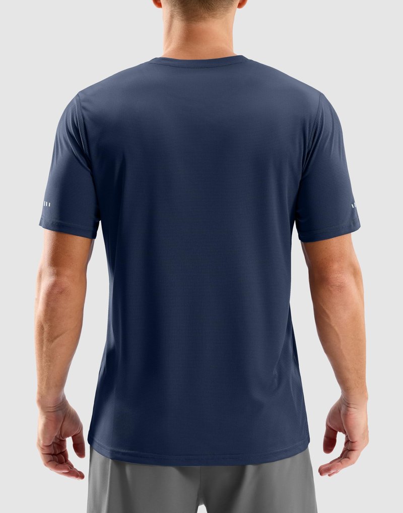 Men's Workout Breathable T-Shirts Dry Fit UPF 50+ Sun Shirts Quick Dry Cooling Tee for Athletic, Running, Hiking (Indigo Navy, 2XL)