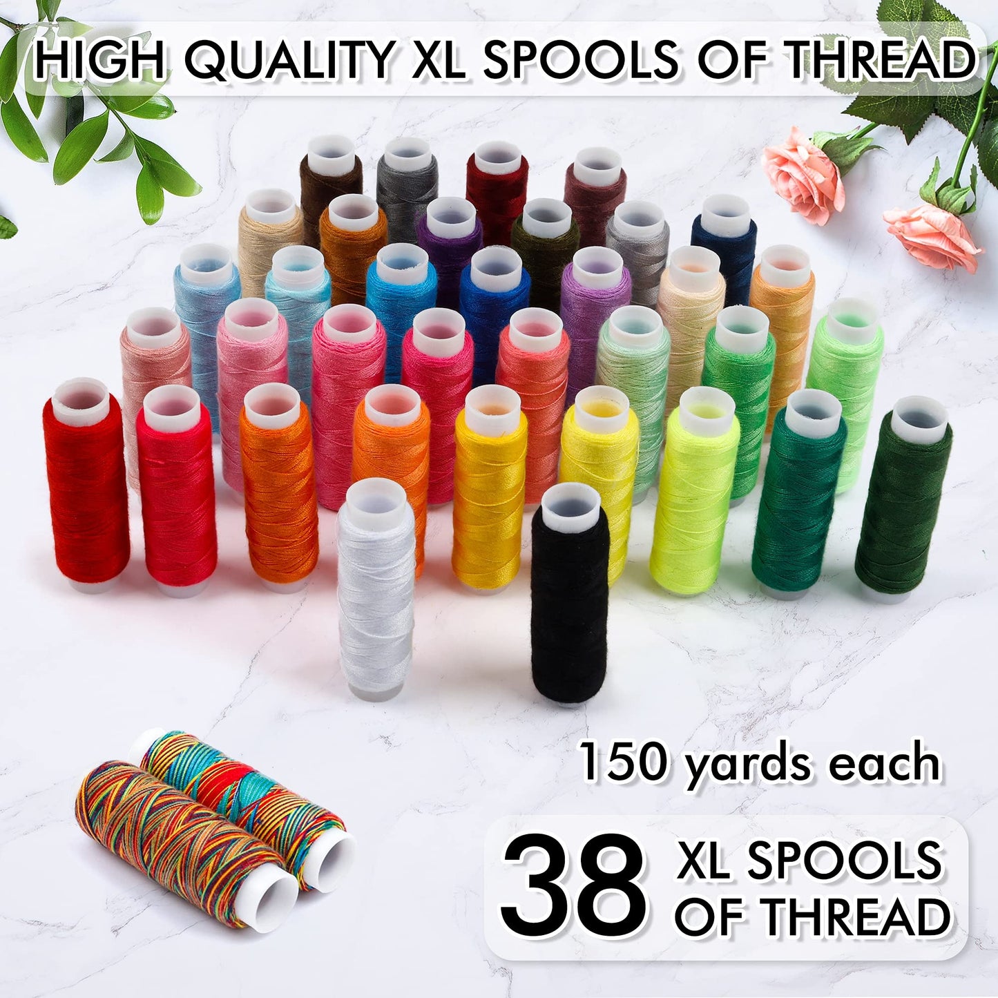 Sewing Kit, 182 Premium Sewing Supplies, 38 XL Thread Spools, Suitable for Traveller, Adults, Kids, Beginner, Emergency, DIY and Home By Inscraft