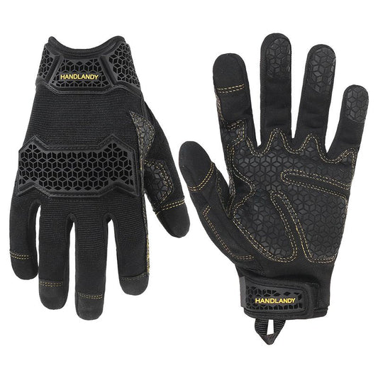 HANDLANDY Work Gloves for Men & Women, Utility Mechanic Working Gloves Touch Screen with Grip, Impact Tactical Gloves for Outdoor Activity (Large, 1 Pair)