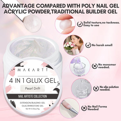 Makartt Clear Gel Builder Kit: Self-Levelling, Long Lasting Extension Hard Gels for Strengthener, Broken Nails Repair Gel Kit with Paper Forms, Dual forms, Nail File and Dual-End Brush 1.06 oz