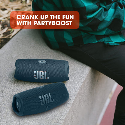 JBL Charge 5 Portable Bluetooth Speaker with Deep Bass, IP67 Waterproof and Dustproof, 20 Hours of Playtime, Built-In Powerbank, Blue