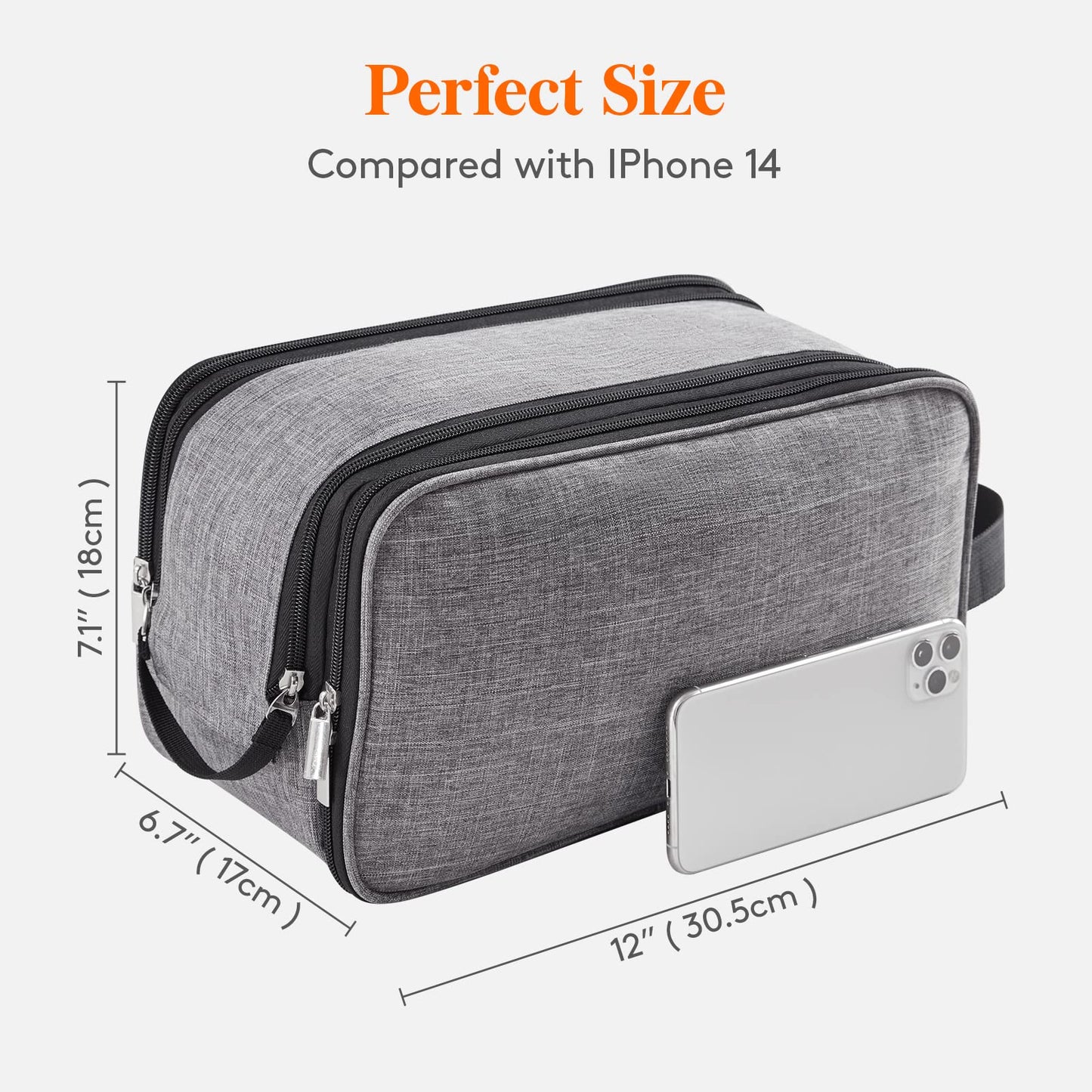 Lifewit Toiletry Bag for Men, Large Travel Shaving Dopp Kit with Double Zippers, Water-Resistant Bathroom & Travel Organizer for Full Size Toiletries and Shaving Accessories, Large, Grey