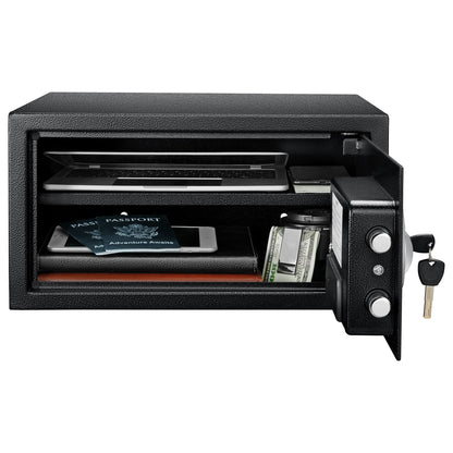 Amazon Basics Steel Security Safe and Lock Box with Programmable Electronic Keypad, for Valuables, Cash, Jewelry, Documents, Black, 1 Cubic Foot, 16.9-x-14.6-x-9.1-inches (WxDxH)