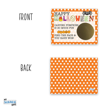 My Scratch Offs - 26 Pack Halloween Find The Jack-O' Lantern Scratch Off Game Cards for Party Favors, Small Business, Prizes, Family Games - 3"x4"
