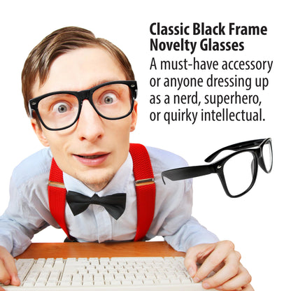 Kangaroo Black Fake Glasses - Classic Superhero Glasses Frames - Retro Clear Non-Prescription Nerd Costume Eyeglasses for Men & Women for Halloween Cosplay