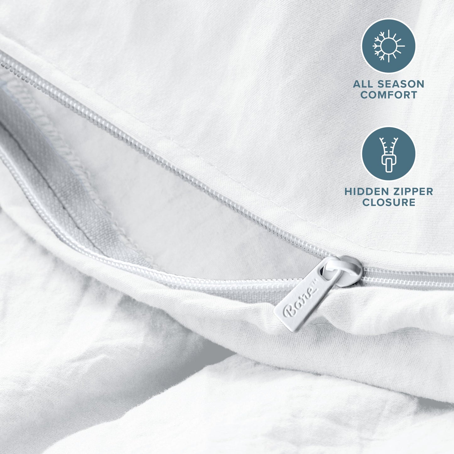 Bare Home Microfiber Duvet Cover Set - Ultra Soft Washed Microfiber - Twin/Twin Extra Long - Linen-Like Look - Easy Care - Breathable Fabric - Our Softest Duvet Cover Set (Twin/Twin XL, White)