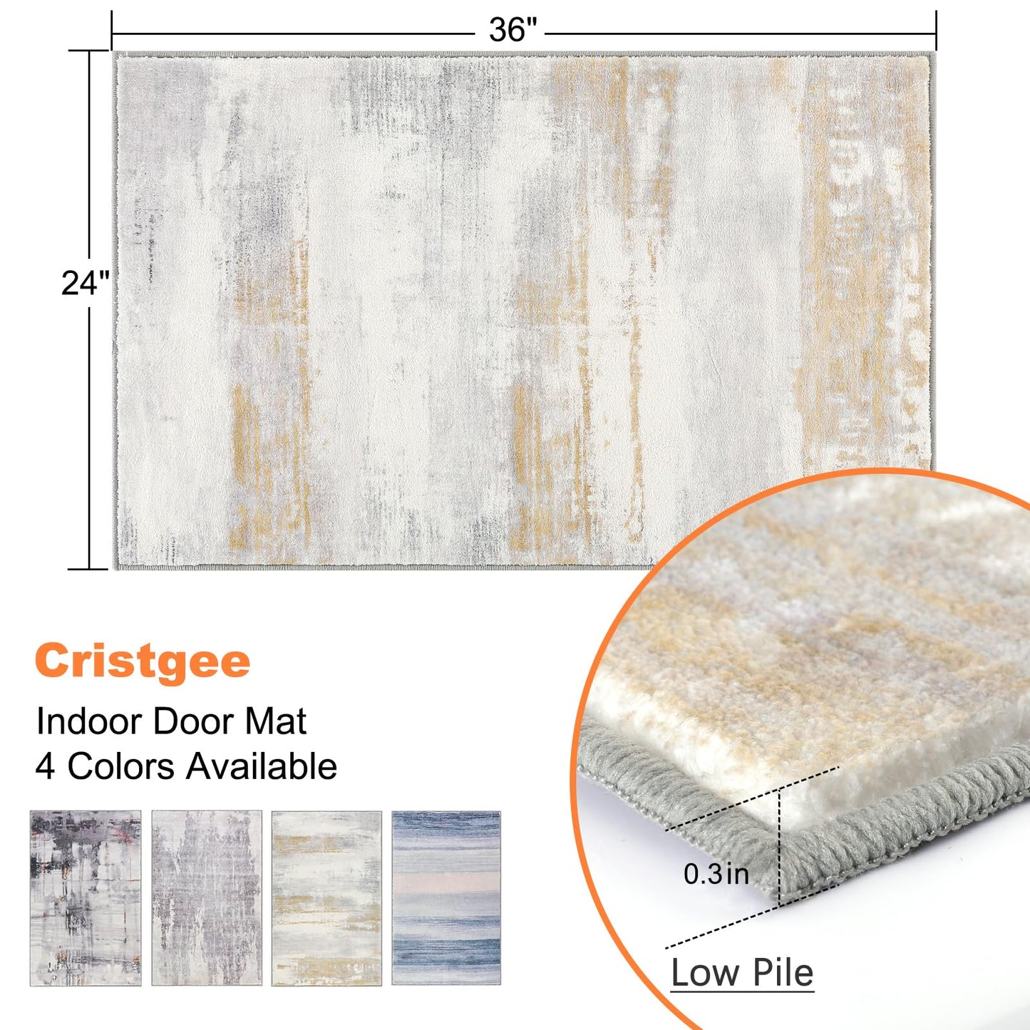 CRISTGEE Door Mat, Front Indoor Door Mat Faux Wool Non-Slip Entryway Rug Absorbent Abstract Throw Rug for Indoor Entrance Hallway Laundry Room, High Traffic Areas, 24X36 Inches, Yellow Washable
