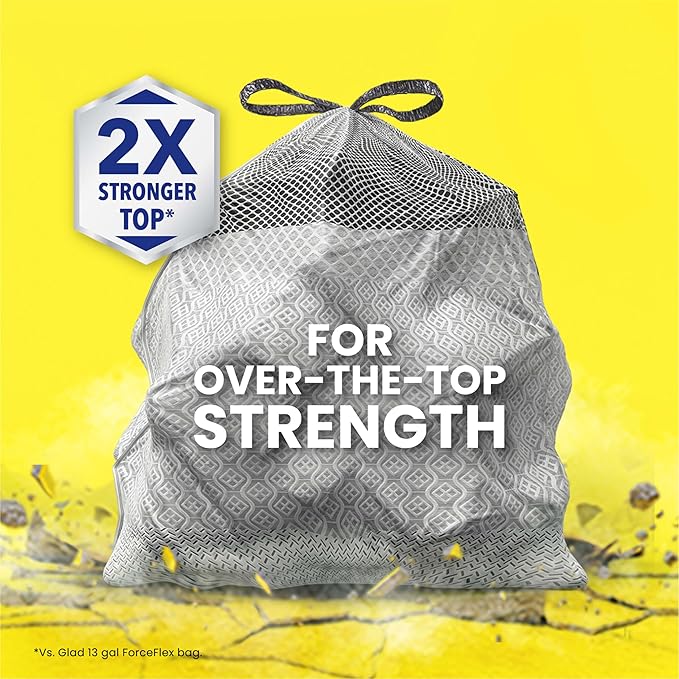 Glad ForceFlex MaxStrength Kitchen Trash Bags, 13 Gal, Fresh Clean Febreze