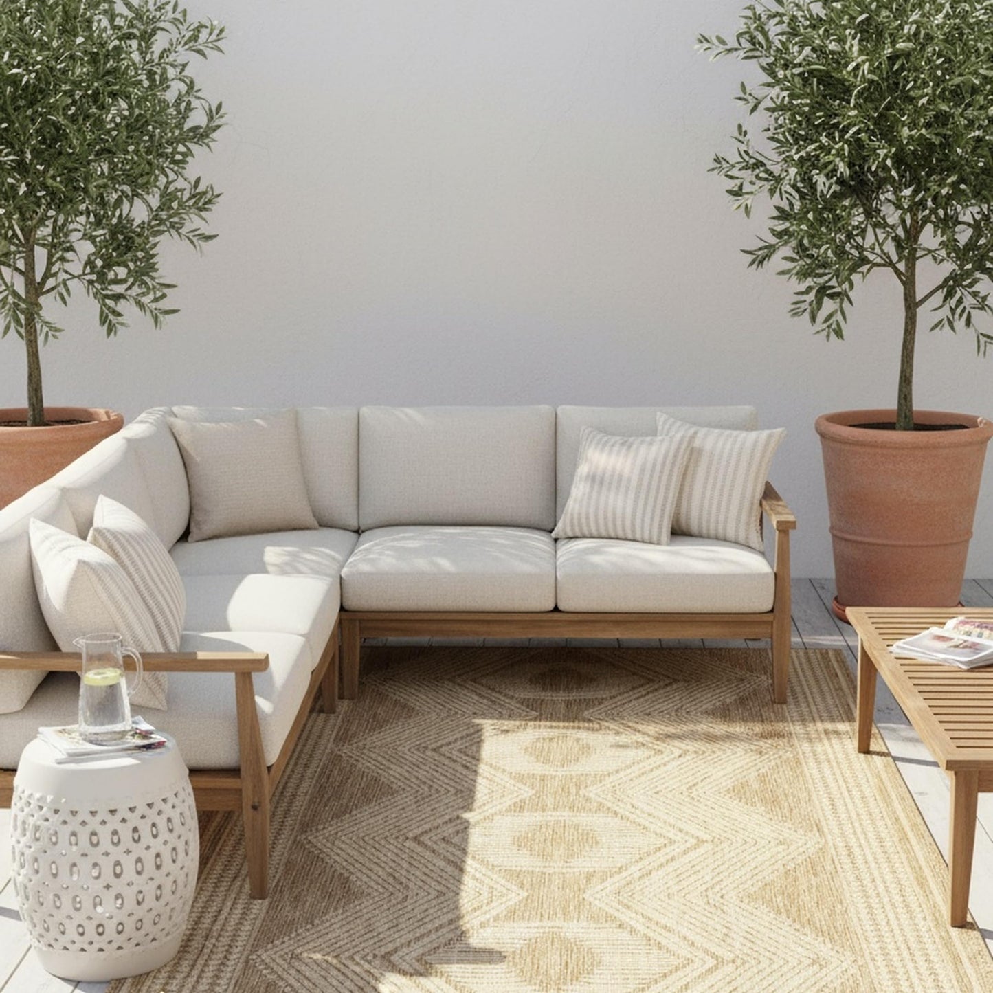 Nuloom Ranya Light Brown/Ivory, 3'6" x 5', Tribal Geometric, Soft and Cozy, High Traffic, Stain Resistant, Easy Clean, Durable Area Rug for Indoor/Outdoor Patio, Deck, Porch, Garden, Courtyard