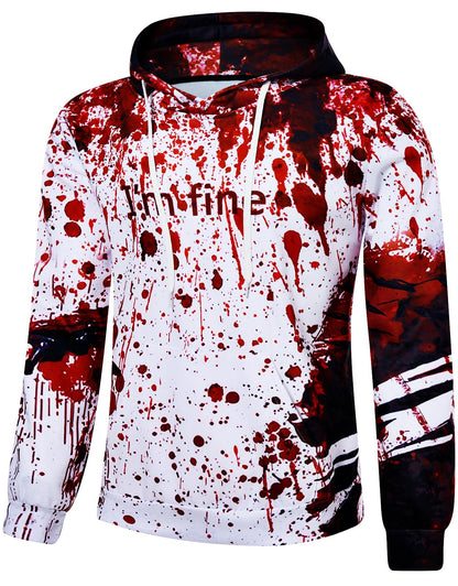 RAISEVERN Hoodies for Men Halloween I'm Fine Fleece Graphics Sweatshirts Pullover Blood Stains Novelty Hoody Cool Funny Hooded with Pocket