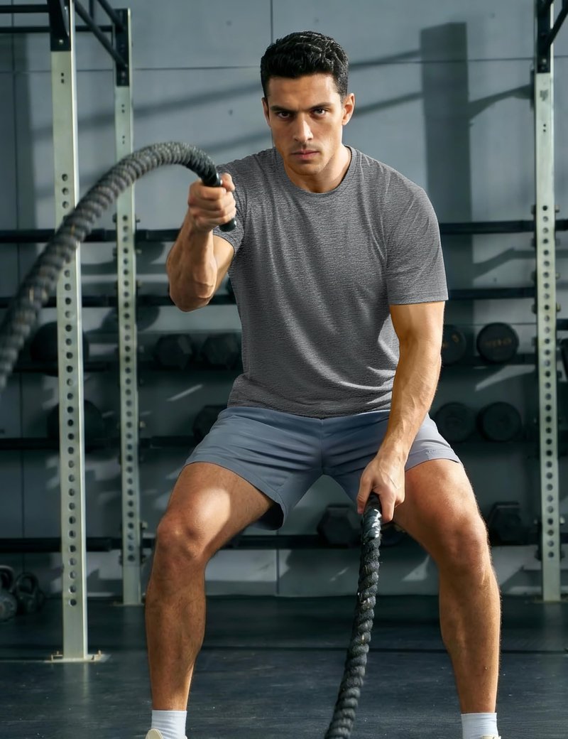 MAGCOMSEN Men's Short Sleeve Dry Fit Tshirts Moisture Wicking Athletic Shirts Sun Protection Workout Shirts Hiking Dark Grey 2XL