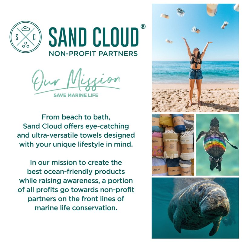 Sand Cloud Extra Large Turkish Beach Towel - Sand Resistant - 100% Organic Turkish Cotton Yarn - Quick Dry Towel for Beach, Picnic Blanket or Throw - As Seen on Shark Tank - Tie Dye (Mint Baja)
