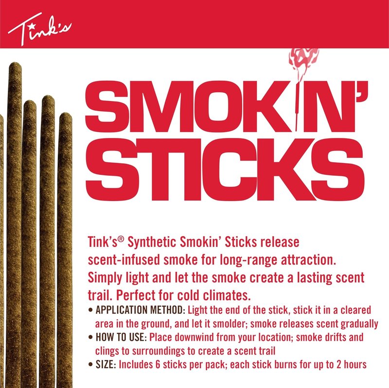 TINK'S Smokin’ Sticks Doe-in-Rut Lure - Long Lasting Estrous Urine | 6 Pack Hunting Accessory