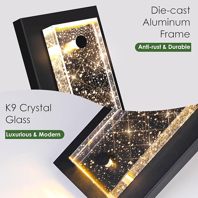 31.5in Large Size Outdoor Wall Light Fixtures with Crystal Bubble Glass, Waterproof Exterior Sconces LED Wall Lanterns, Porch Lights Wall Mounted 10W 3000K Outside Lights for House Front Door Garage