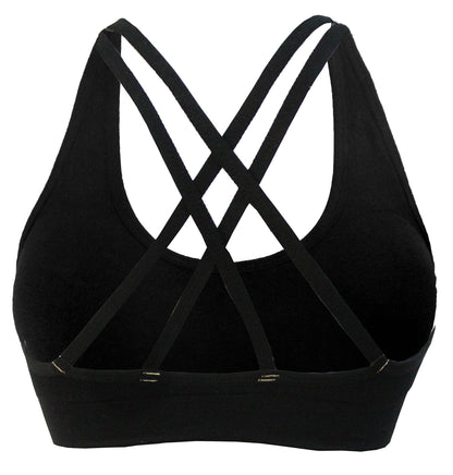 AKAMC Women's Medium Support Cross Back Wirefree Removable Cups Yoga Sport Bras, Pack of 3, Black/White/Grey,X-Large