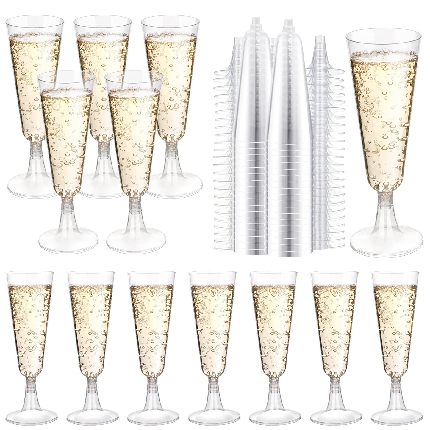 SUREHOME Pink Champagne Flutes Plastic Champagne Glasses Disposable Mimosa Glasses 40 Pack 5 Oz Acrylic Stemware Cocktail Cups Bulk for Valentines Wedding Toasting Engagement Party Supplies